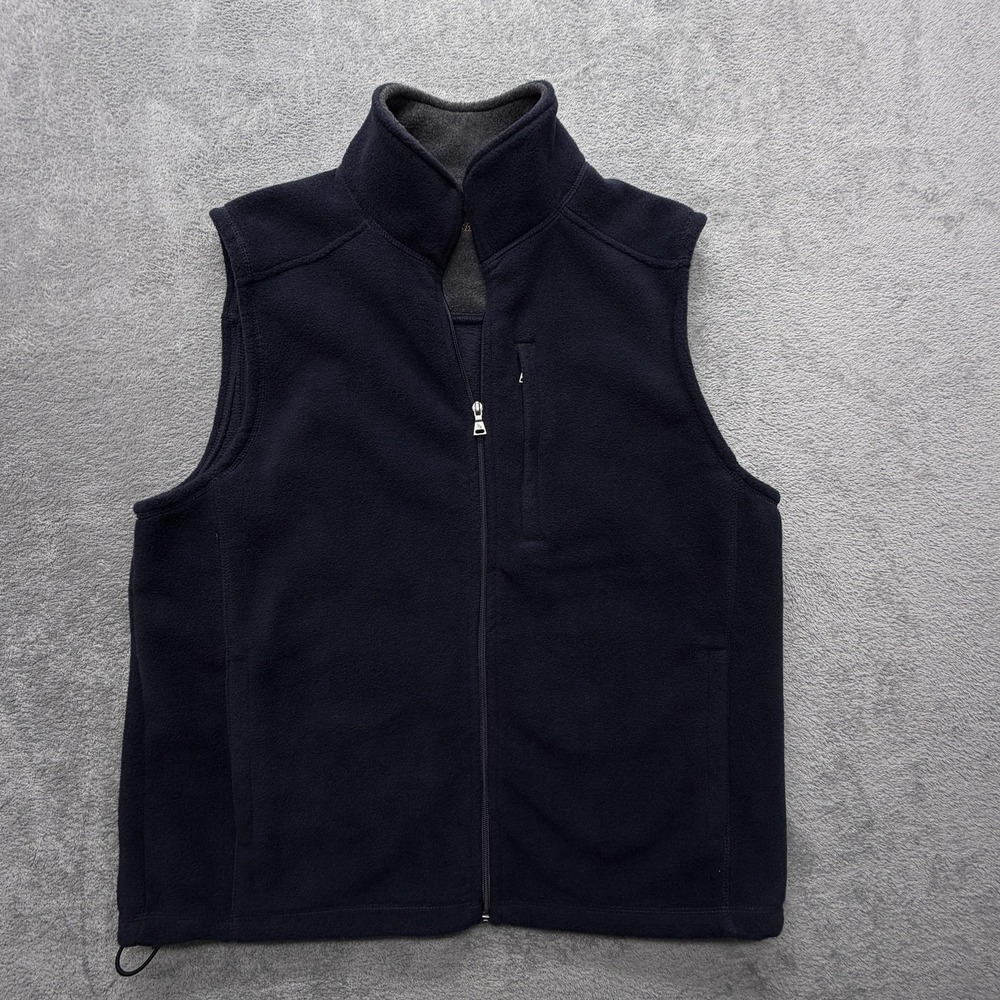 St. John's Bay Vest Mens Large Blue‎ Fleece Full Zip Pockets Stand Collar Lined